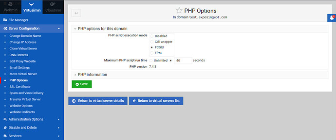 php options