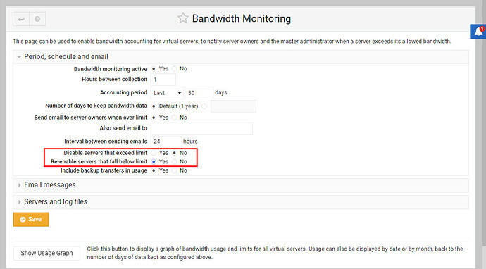 bandwidth monitoring