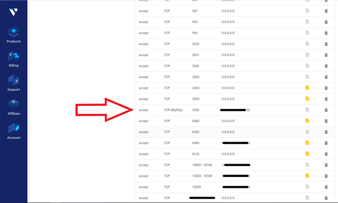 how to connect to virtualmin wordpress database via mysql ODBC in Windows Firewall Settings