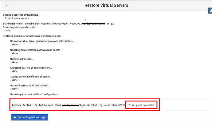 Screenshot 2021-07-13 at 17-49-16 - Restore Virtual Servers — Webmin 1 973 (CentOS Linux 7 9 2009)