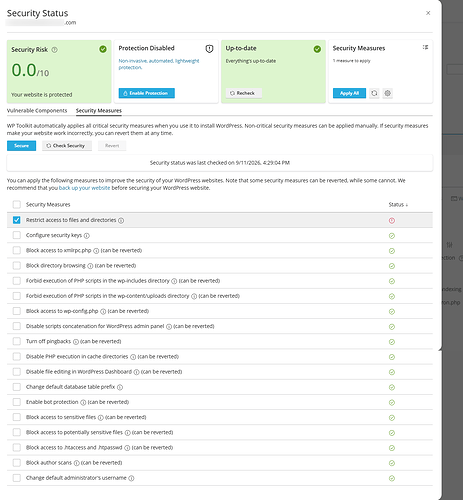 cpanl wordpress admin security