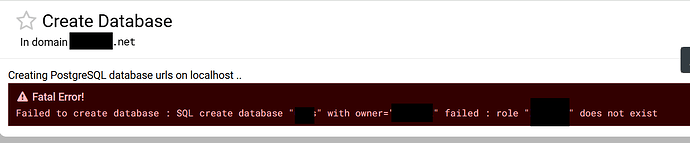create postgresql database fails