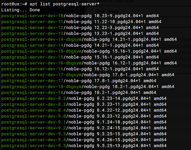 list postgresql-server