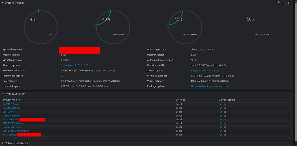 Since latest upgrade - Authentic Theme - Virtualmin Community