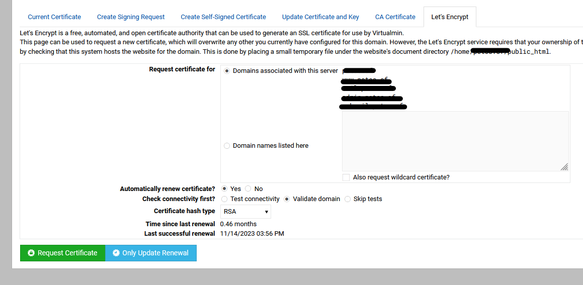 Installed virtualserver domain and SSL and then roundcube module but ...