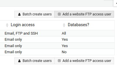 Add a website FTP access user