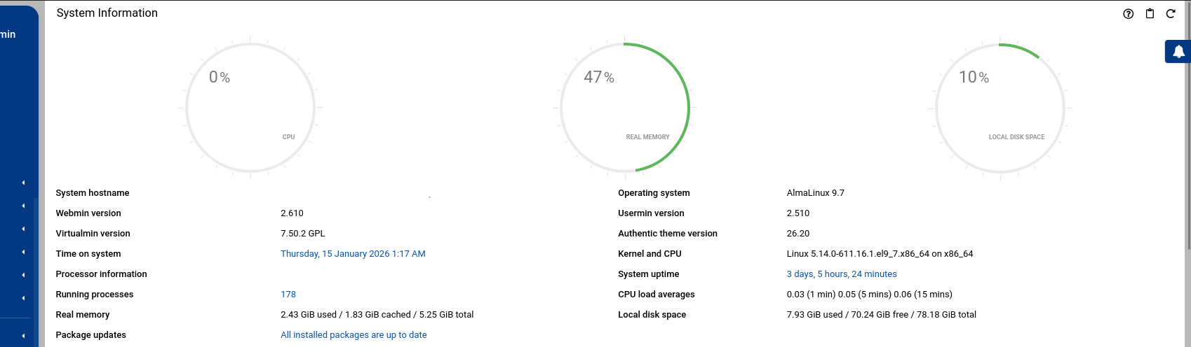Dashboard missing virtual memory information - Virtualmin - Virtualmin ...